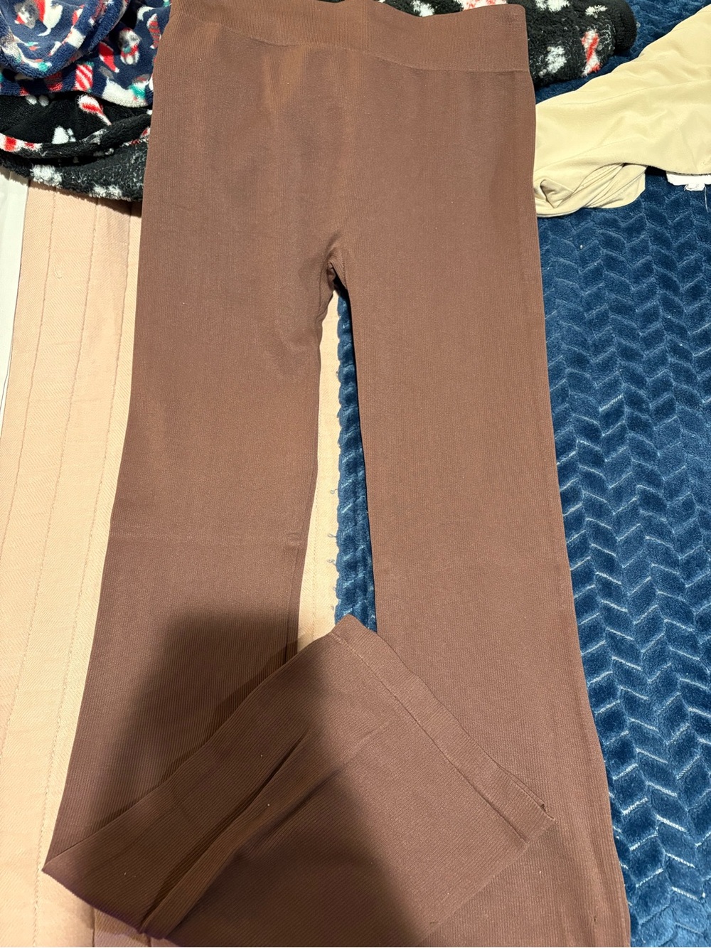 Olive & Oak Brown Ribbed Flare Pants